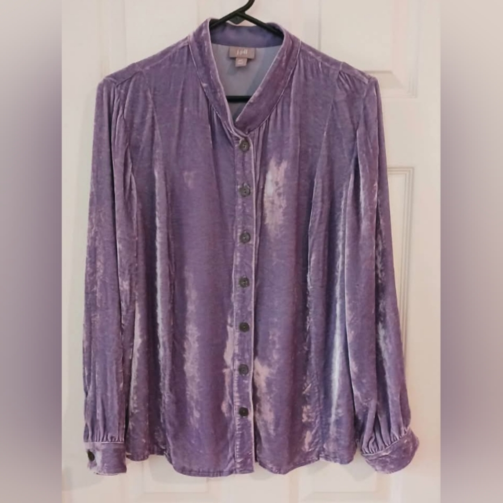 J JILL Purple Velvet Button-Up sz PM